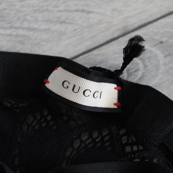 Gucci Rhomboid Lace Effect Footless Tights - Picture 5 of 10